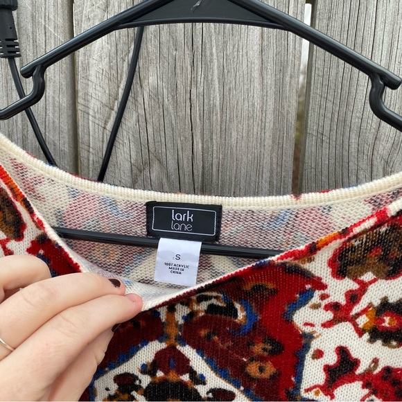 LARK LANE Fall Festival Medallion Pattern Sweater Fringe Women’s Small - Picture 4 of 4